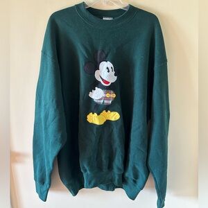 Vintage Disney Mickey Mouse Green Christmas Oversized Sweatshirt 3X